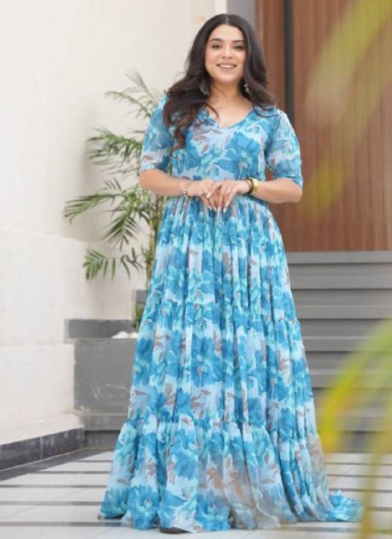 multicolor fancy faux georgette kurta set