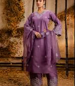 lavender fancy silk blend kurta set