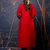 red fancy silk blend kurta set