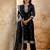 black fancy blended cotton kurta set