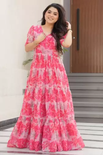 multicolor fancy faux georgette kurta set