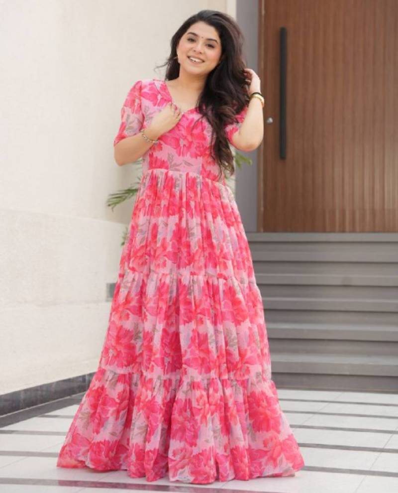 multicolor fancy faux georgette kurta set