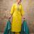 yellow fancy silk blend kurta set