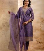 lavender fancy chanderi silk kurta set