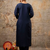 blue fancy silk blend kurta set