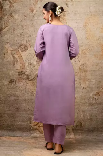 lavender fancy silk blend kurta set