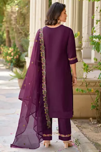 purple fancy viscose rayon kurta set