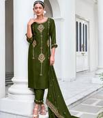 mehendi fancy silk kurta set