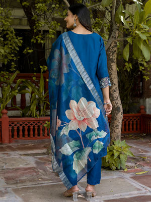 blue fancy viscose kurta set 3