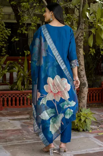blue fancy viscose kurta set