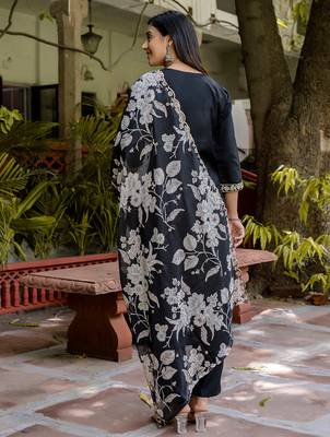 black fancy viscose rayon kurta set 3