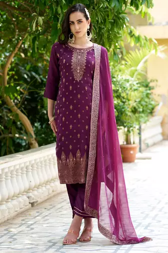 purple fancy viscose rayon kurta set