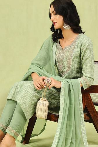 pear fancy chanderi kurta set