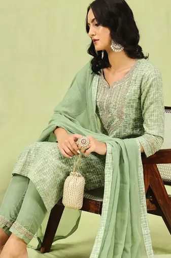 pear fancy chanderi kurta set