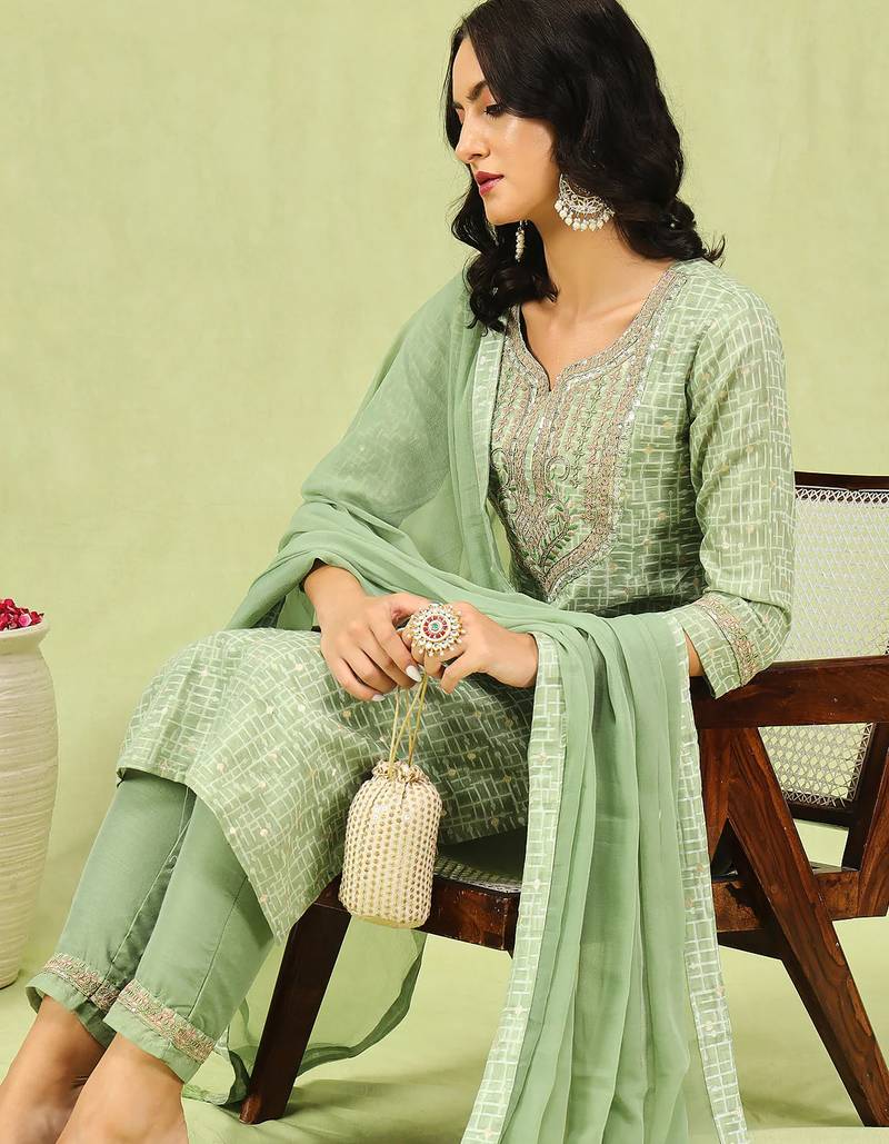 pear fancy chanderi kurta set