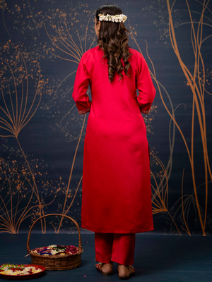 pink fancy viscose rayon kurta set 4