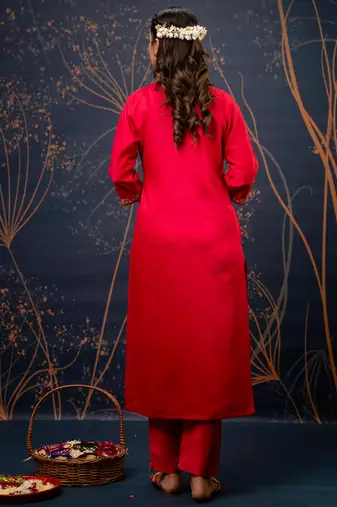 pink fancy viscose rayon kurta set