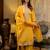 yellow fancy silk blend kurta set