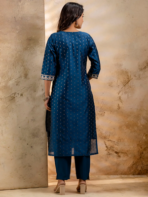 teal fancy chanderi silk kurta set 3