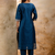teal fancy chanderi silk kurta set