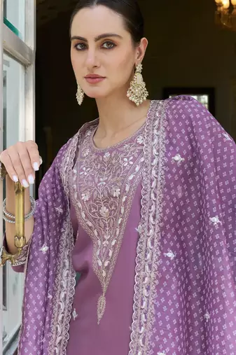 lavender fancy silk blend kurta set