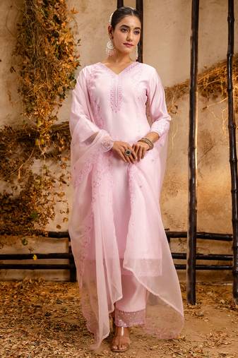 pink fancy viscose kurta set