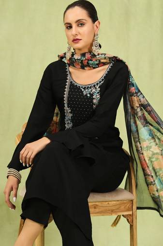 black fancy viscose kurta set