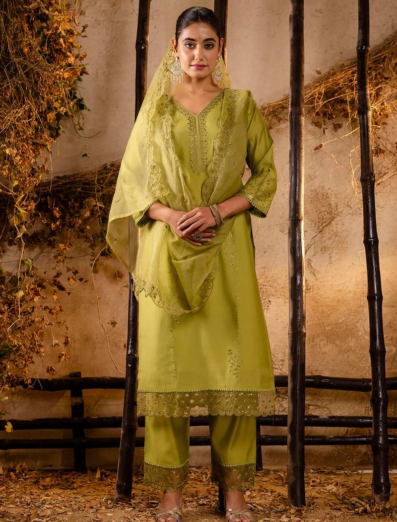 mehendi fancy viscose kurta set