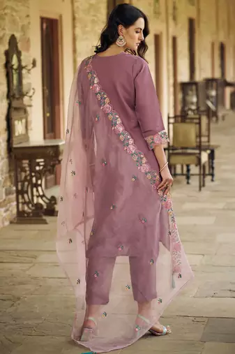 light-purple fancy pure silk blend kurta set