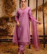 lavender fancy viscose kurta set