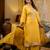 yellow fancy silk blend kurta set