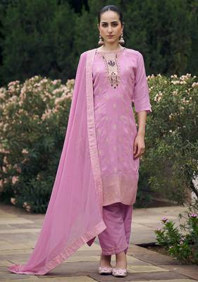 lavender fancy viscose rayon kurta set 1