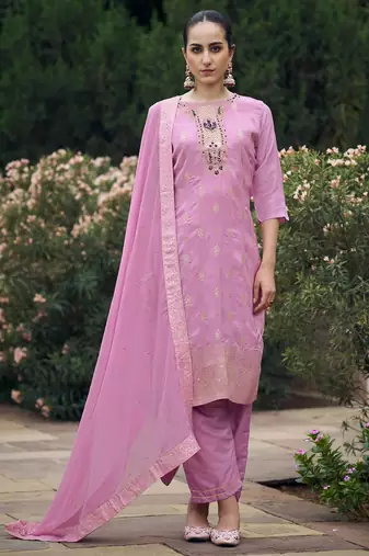 lavender fancy viscose rayon kurta set