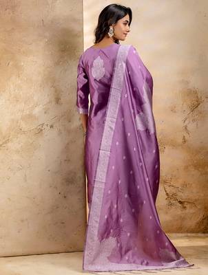 lavender fancy blended cotton kurta set 4