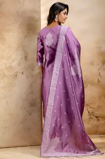 lavender fancy blended cotton kurta set