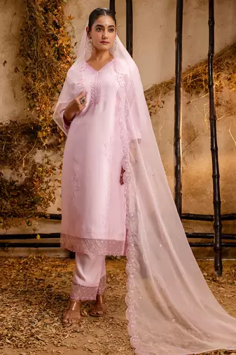 pink fancy viscose kurta set