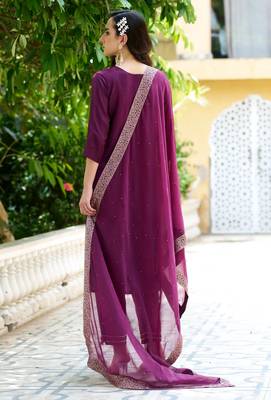 purple fancy viscose rayon kurta set 3