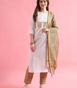 white fancy cotton kurta set