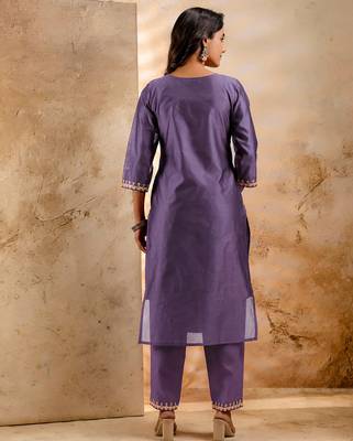 lavender fancy chanderi silk kurta set 4