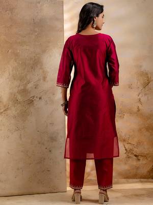 pink fancy chanderi silk kurta set 4