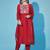 scarlet-red fancy cotton silk kurta set