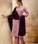 lavender fancy silk blend kurta set