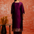 wine fancy cotton silk kurta set