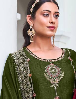 mehendi fancy silk kurta set 4