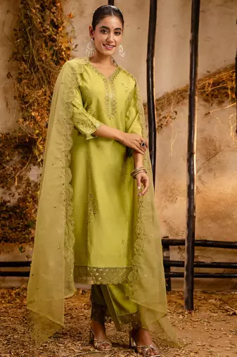 mehendi fancy viscose kurta set