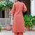 peach fancy silk blend kurta set