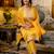yellow fancy silk blend kurta set