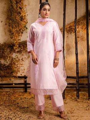 pink fancy viscose kurta set 3