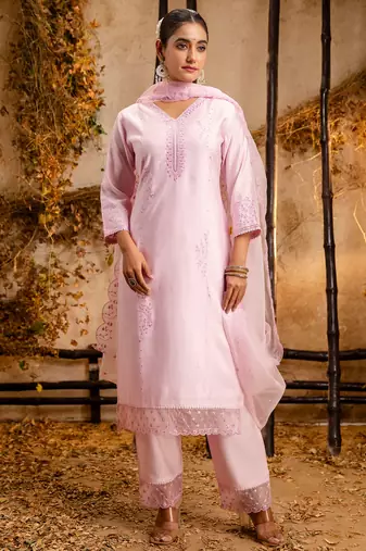 pink fancy viscose kurta set