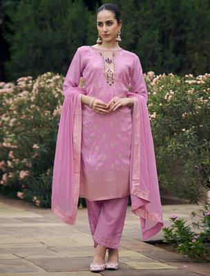 lavender fancy viscose rayon kurta set 2